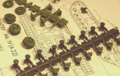 not on track yet! the many bogie assemblies of the Airfix Churchill